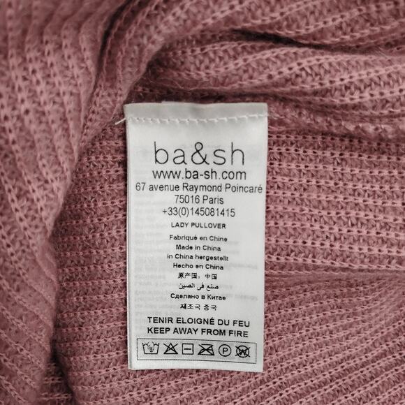 Ba&sh Hoa Ruffle Collar Blush Pink Sweater Wool Mohair Blend 1E22HOA Size Medium - Picture 6 of 6